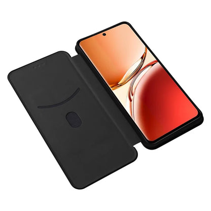 For Oppo Reno12 F 5G Case Carbon Fiber Texture Leather Phone Cover with Card Slot