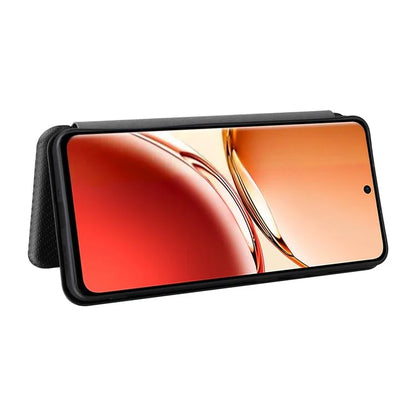 For Oppo Reno12 F 5G Case Carbon Fiber Texture Leather Phone Cover with Card Slot