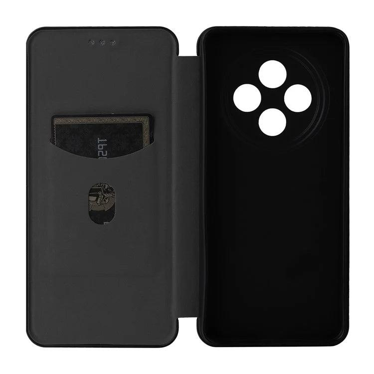 For Oppo Reno12 F 5G Case Carbon Fiber Texture Leather Phone Cover with Card Slot