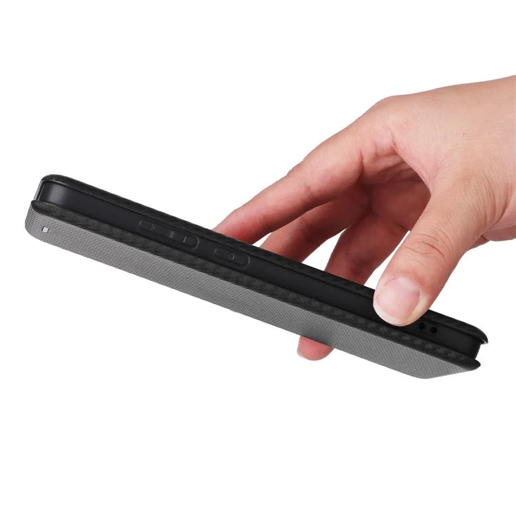 For Oppo Reno12 F 5G Case Carbon Fiber Texture Leather Phone Cover with Card Slot