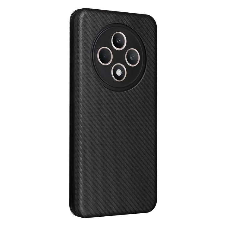 For Oppo Reno12 F 5G Case Carbon Fiber Texture Leather Phone Cover with Card Slot