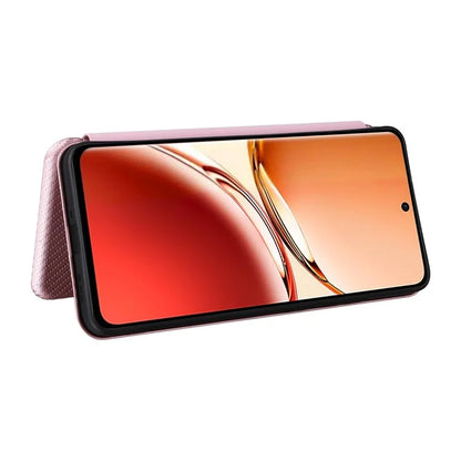For Oppo Reno12 F 5G Case Carbon Fiber Texture Leather Phone Cover with Card Slot