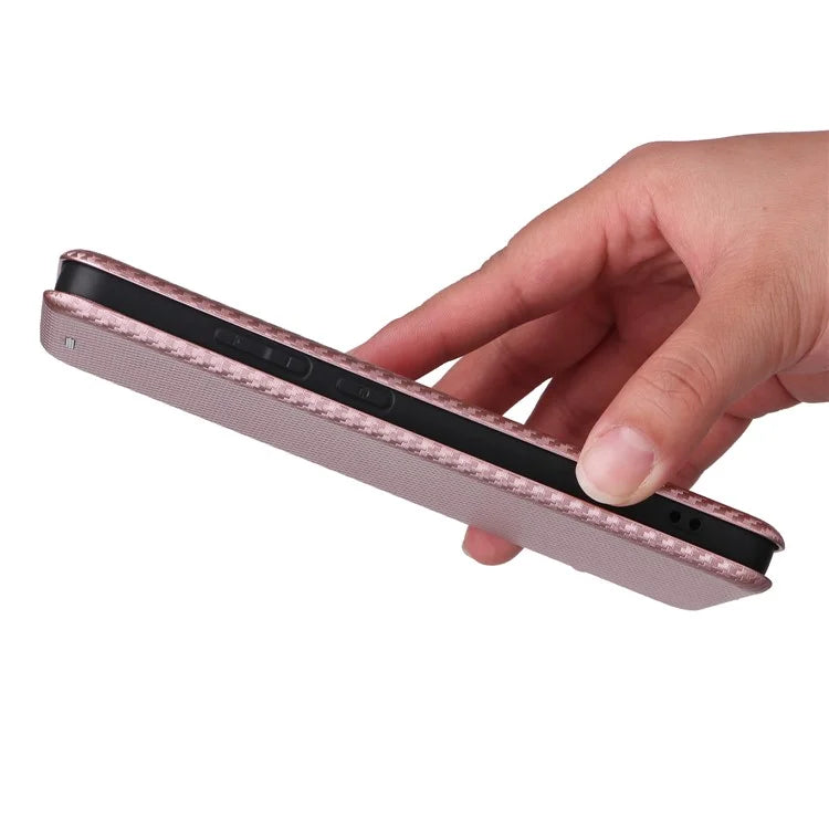 For Oppo Reno12 F 5G Case Carbon Fiber Texture Leather Phone Cover with Card Slot