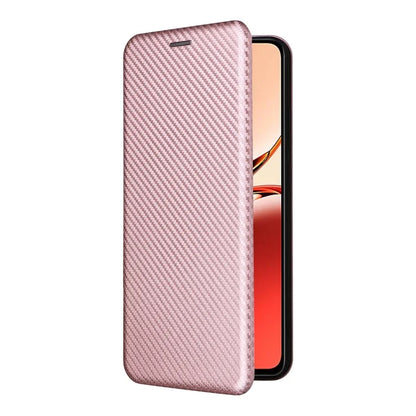 For Oppo Reno12 F 5G Case Carbon Fiber Texture Leather Phone Cover with Card Slot