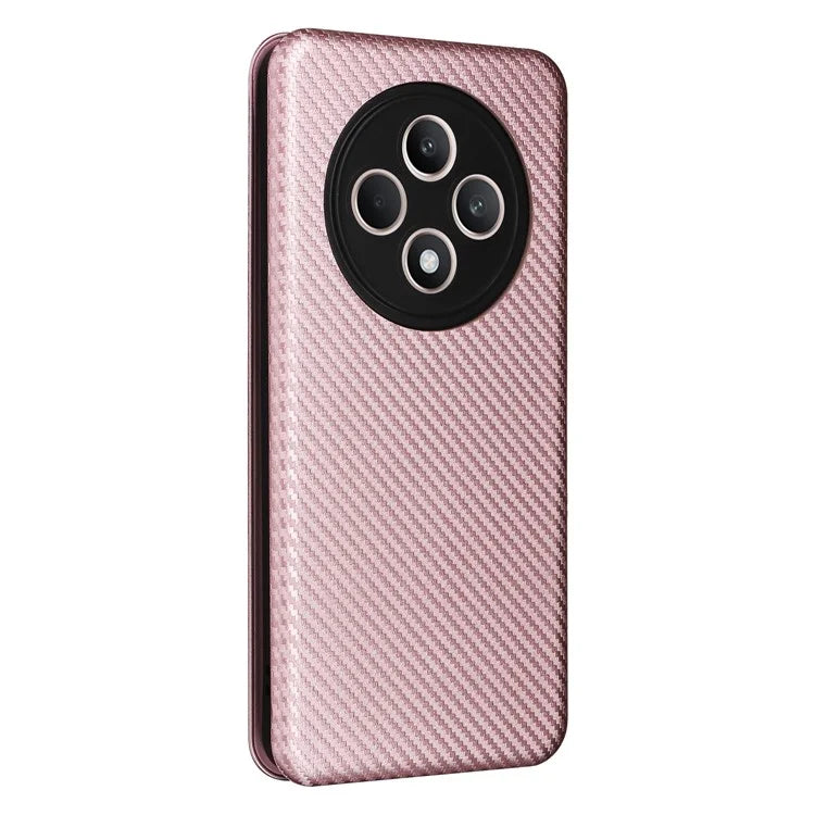 For Oppo Reno12 F 5G Case Carbon Fiber Texture Leather Phone Cover with Card Slot