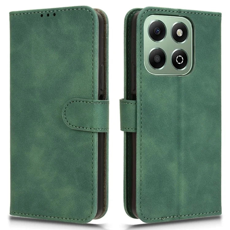 For Honor X6b 4G Leather Case Skin-Feel Anti-Drop Wallet Flip Phone Cover