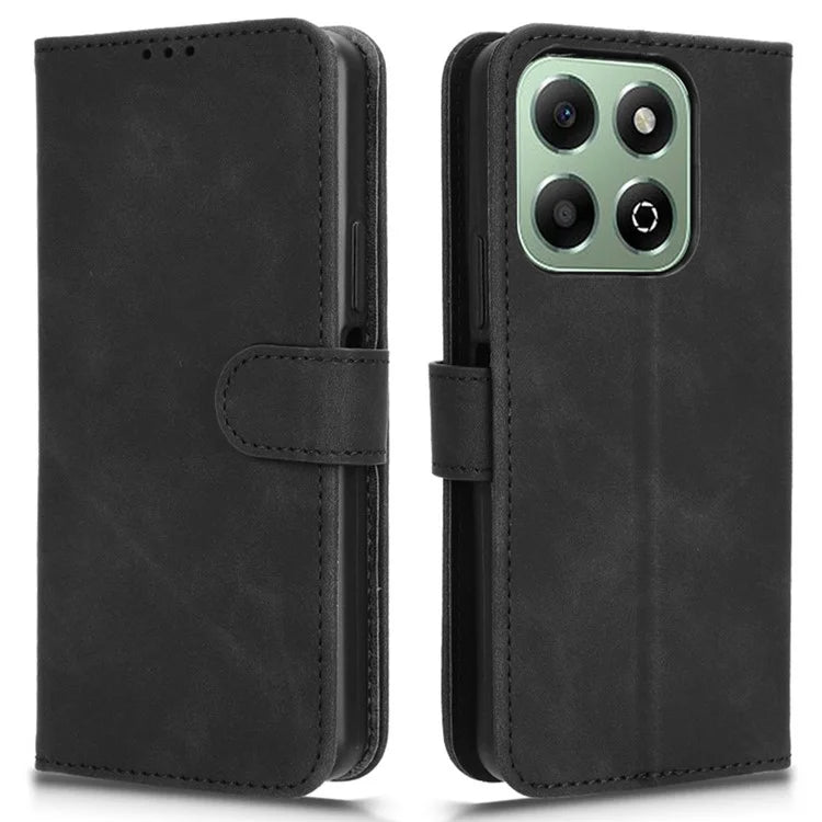 For Honor X6b 4G Leather Case Skin-Feel Anti-Drop Wallet Flip Phone Cover