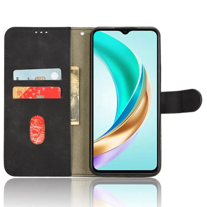 For Honor X6b 4G Leather Case Skin-Feel Anti-Drop Wallet Flip Phone Cover