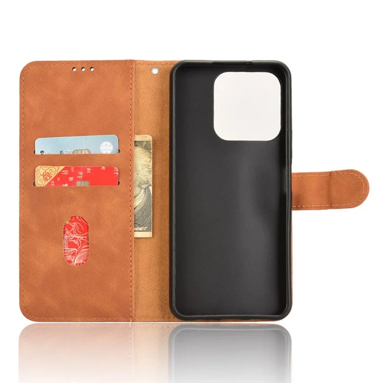 For Honor X6b 4G Leather Case Skin-Feel Anti-Drop Wallet Flip Phone Cover