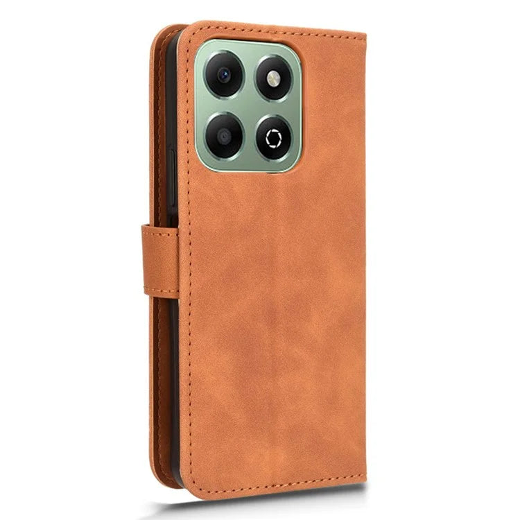 For Honor X6b 4G Leather Case Skin-Feel Anti-Drop Wallet Flip Phone Cover