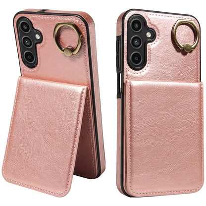 004 For Samsung Galaxy A15 5G Case Leather Litchi Texture Back Phone Cover Rotation Ring Holder