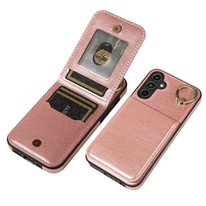 004 For Samsung Galaxy A15 5G Case Leather Litchi Texture Back Phone Cover Rotation Ring Holder