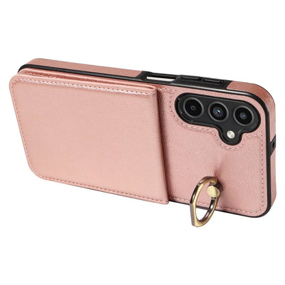 004 For Samsung Galaxy A15 5G Case Leather Litchi Texture Back Phone Cover Rotation Ring Holder