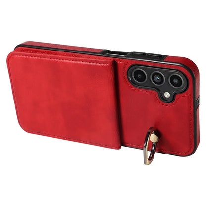 004 For Samsung Galaxy A15 5G Case Leather Litchi Texture Back Phone Cover Rotation Ring Holder