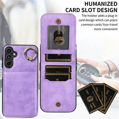 004 For Samsung Galaxy A15 5G Case Leather Litchi Texture Back Phone Cover Rotation Ring Holder