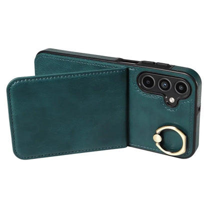 004 For Samsung Galaxy A15 5G Case Leather Litchi Texture Back Phone Cover Rotation Ring Holder