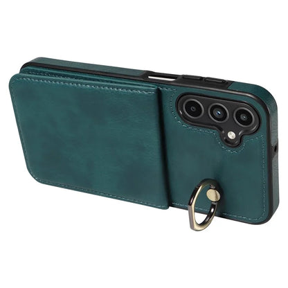 004 For Samsung Galaxy A15 5G Case Leather Litchi Texture Back Phone Cover Rotation Ring Holder
