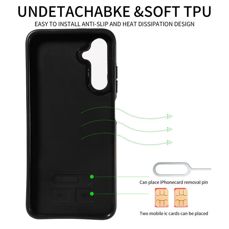 004 For Samsung Galaxy A05s 4G Case Leather Card Holder Kickstand Phone Cover