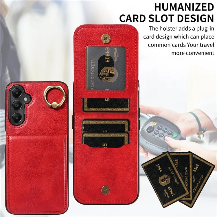 004 For Samsung Galaxy A05s 4G Case Leather Card Holder Kickstand Phone Cover