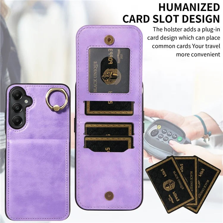 004 For Samsung Galaxy A05s 4G Case Leather Card Holder Kickstand Phone Cover