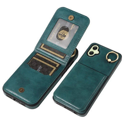 004 For Samsung Galaxy A05 4G Case Leather Coated TPU Phone Cover Kickstand Ring Holder