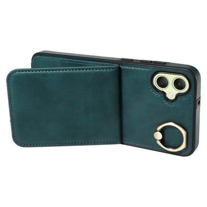 004 For Samsung Galaxy A05 4G Case Leather Coated TPU Phone Cover Kickstand Ring Holder