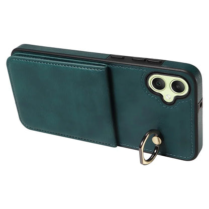 004 For Samsung Galaxy A05 4G Case Leather Coated TPU Phone Cover Kickstand Ring Holder