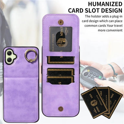 004 For Samsung Galaxy A05 4G Case Leather Coated TPU Phone Cover Kickstand Ring Holder