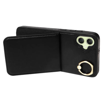 004 For Samsung Galaxy A05 4G Case Leather Coated TPU Phone Cover Kickstand Ring Holder