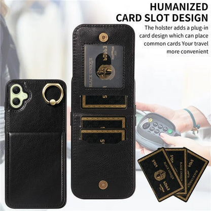 004 For Samsung Galaxy A05 4G Case Leather Coated TPU Phone Cover Kickstand Ring Holder