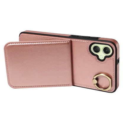 004 For Samsung Galaxy A05 4G Case Leather Coated TPU Phone Cover Kickstand Ring Holder