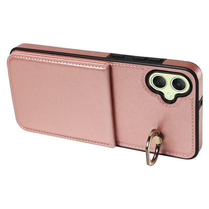 004 For Samsung Galaxy A05 4G Case Leather Coated TPU Phone Cover Kickstand Ring Holder