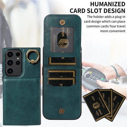 004 For Samsung Galaxy S23 Ultra Case Kickstand Card Holder PU Leather Back Cover Litchi Texture