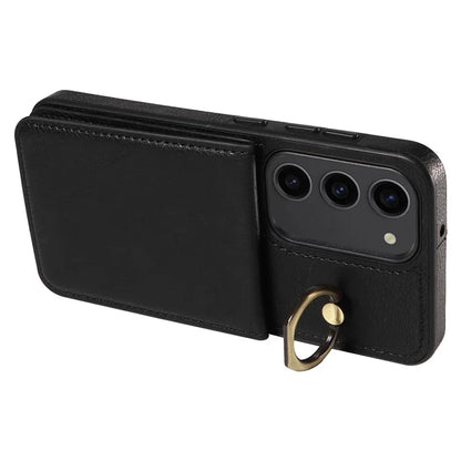 004 For Samsung Galaxy S23 Case with Card Holder PU Leather Protective Cover Rotation Finger Ring