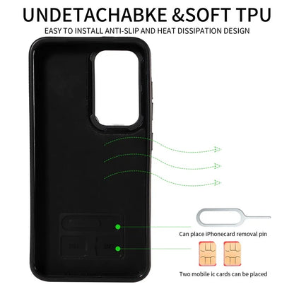 004 For Samsung Galaxy S23 Case with Card Holder PU Leather Protective Cover Rotation Finger Ring