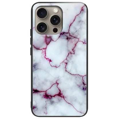 For iPhone 16 Pro Max Case Pattern Printing Tempered Glass TPU Phone Cover
