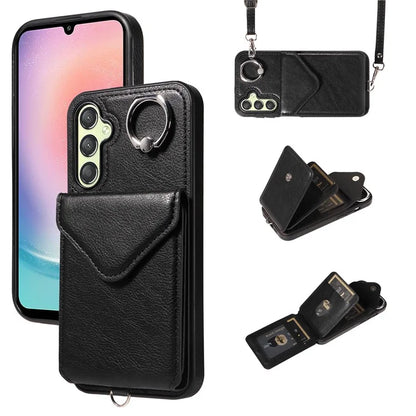 005 For Samsung Galaxy A25 5G (Global) (161.0 X 76.5 X 8.3mm) Case PU Leather+TPU Crossbody Phone Cover Card Slots