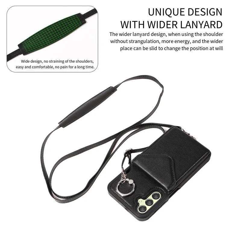 005 For Samsung Galaxy A25 5G (Global) (161.0 X 76.5 X 8.3mm) Case PU Leather+TPU Crossbody Phone Cover Card Slots