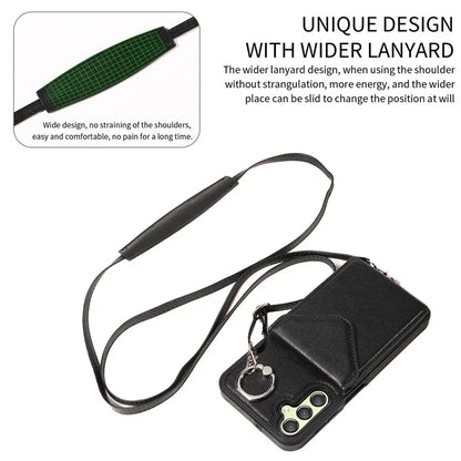 005 For Samsung Galaxy A25 5G (Global) (161.0 X 76.5 X 8.3mm) Case PU Leather+TPU Crossbody Phone Cover Card Slots