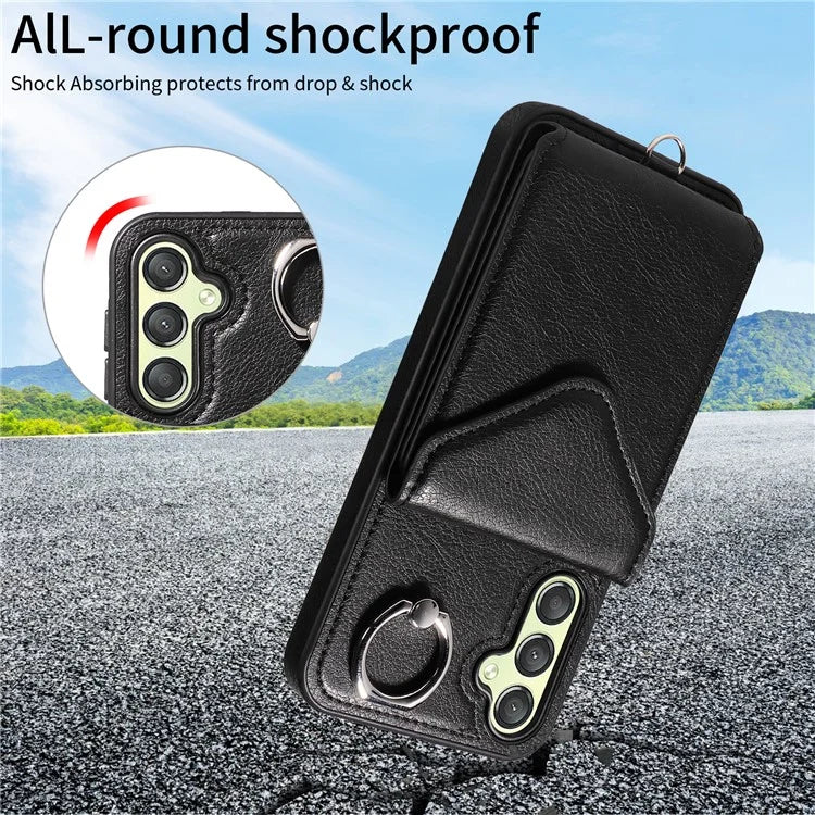 005 For Samsung Galaxy A25 5G (Global) (161.0 X 76.5 X 8.3mm) Case PU Leather+TPU Crossbody Phone Cover Card Slots