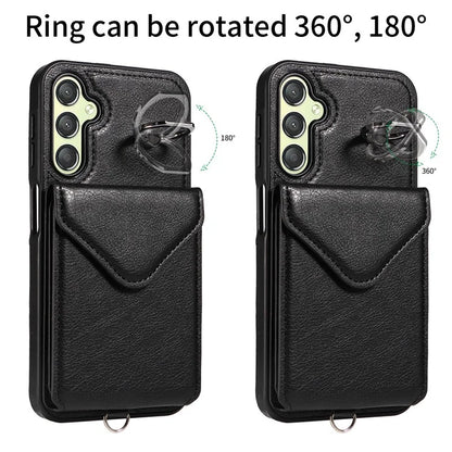 005 For Samsung Galaxy A25 5G (Global) (161.0 X 76.5 X 8.3mm) Case PU Leather+TPU Crossbody Phone Cover Card Slots