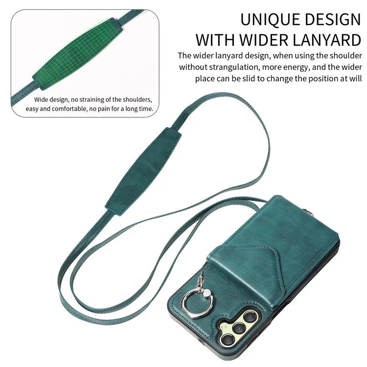 005 For Samsung Galaxy A25 5G (Global) (161.0 X 76.5 X 8.3mm) Case PU Leather+TPU Crossbody Phone Cover Card Slots