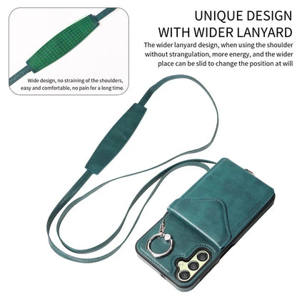 005 For Samsung Galaxy A25 5G (Global) (161.0 X 76.5 X 8.3mm) Case PU Leather+TPU Crossbody Phone Cover Card Slots