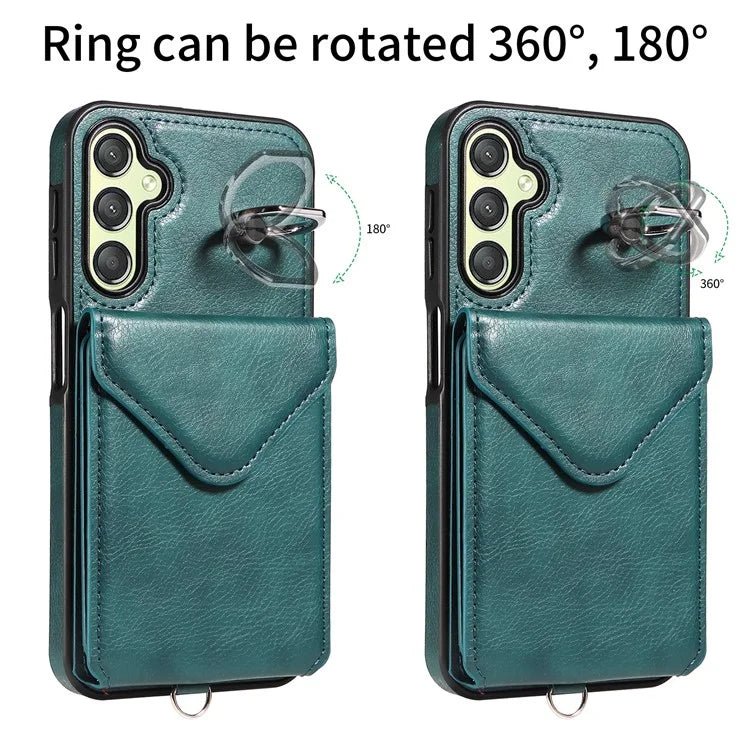 005 For Samsung Galaxy A25 5G (Global) (161.0 X 76.5 X 8.3mm) Case PU Leather+TPU Crossbody Phone Cover Card Slots