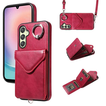 005 For Samsung Galaxy A25 5G (Global) (161.0 X 76.5 X 8.3mm) Case PU Leather+TPU Crossbody Phone Cover Card Slots