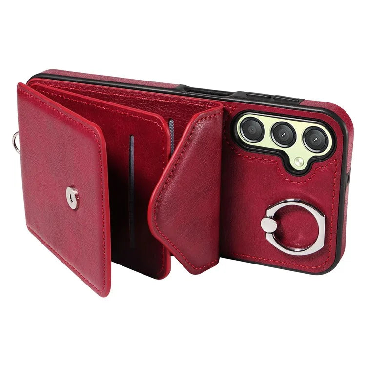 005 For Samsung Galaxy A25 5G (Global) (161.0 X 76.5 X 8.3mm) Case PU Leather+TPU Crossbody Phone Cover Card Slots