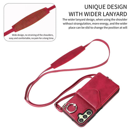 005 For Samsung Galaxy A25 5G (Global) (161.0 X 76.5 X 8.3mm) Case PU Leather+TPU Crossbody Phone Cover Card Slots