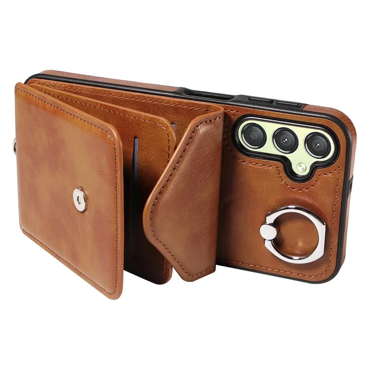 005 For Samsung Galaxy A25 5G (Global) (161.0 X 76.5 X 8.3mm) Case PU Leather+TPU Crossbody Phone Cover Card Slots