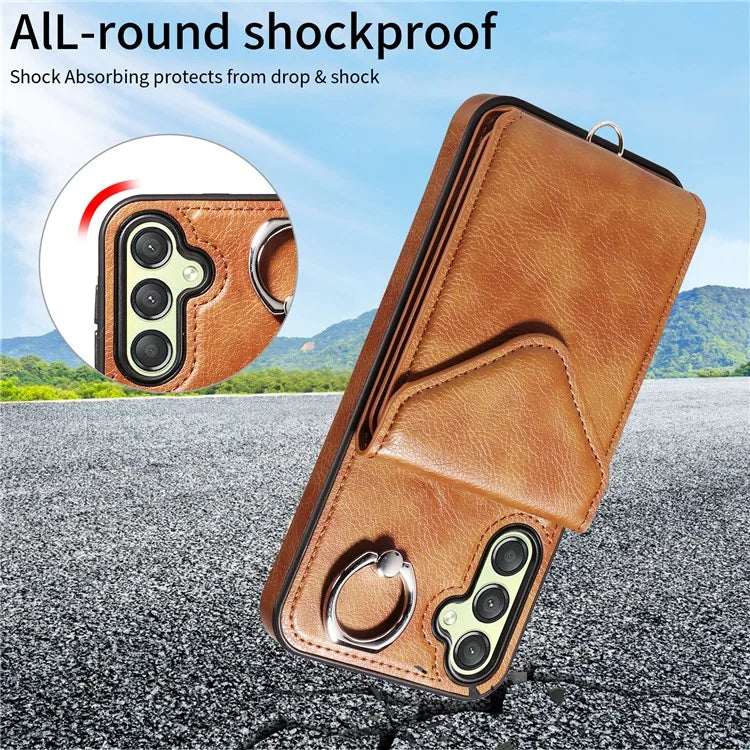 005 For Samsung Galaxy A25 5G (Global) (161.0 X 76.5 X 8.3mm) Case PU Leather+TPU Crossbody Phone Cover Card Slots