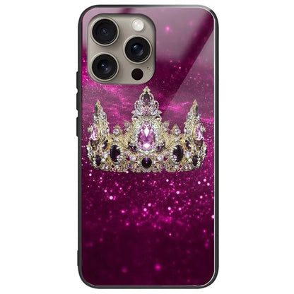 For iPhone 16 Pro Case Tempered Glass TPU Phone Cover Pattern Printing
